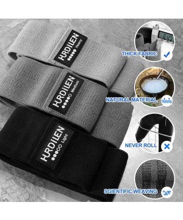 Hurdilen Exercise Loop Bands Resistance Bands Set with 3 Resistance Levels of Workout Bands and Carrying Case and Workout Manual Support for Gym Pilates Yoga Crossfit Muscle Building etc. (Black Grey Light Grey) - Buy Online on SooperMarket.com