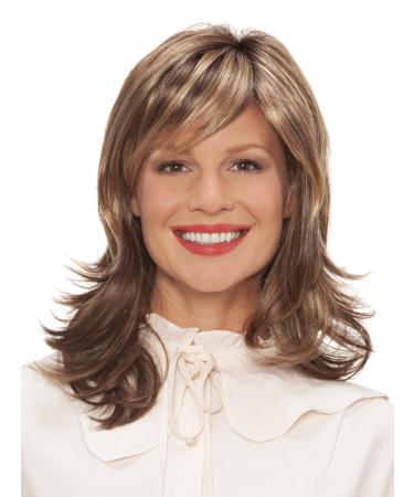 Lofty wig Isabel made of high-quality synthetic hair looks like real hair in cognac mix neck darker