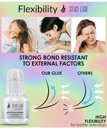 Stacy Lash Crystal Clear Eyelash Extension Glue - 1 Sec Drying Time - 8 Weeks Retention - Professional Grade Adhesive (0.17fl.oz / 5ml) - Buy Online on SooperMarket.com