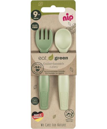 Nip Eat Green ko Bio Esslern Cutlery | Melamine-Free Baby & Children's Cutlery | Dishwasher Safe Spoon & Fork | Ideal for 9+ Months - Buy Online on SooperMarket.com