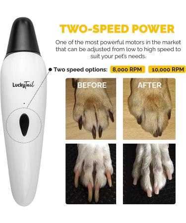 LuckyTail Dog Nail Grinder Trimmer: Professional 2-Speed Electric Pet Grooming Tool Kit | Quiet & Painless Paw Clipping | Rechargeable - Buy Online on SooperMarket.com