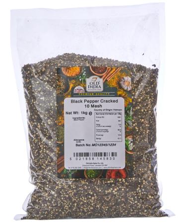 Old India Black Pepper Cracked 10 Mesh 1kg 1 kg (Pack of 1)