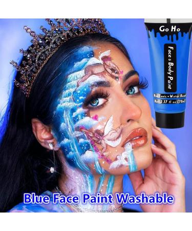 Go Ho Blue Cream Face Body Paint - Water-Based Makeup Kit for Kids Parties, Cosplay, Halloween - 2.37oz - Buy Online on SooperMarket.com
