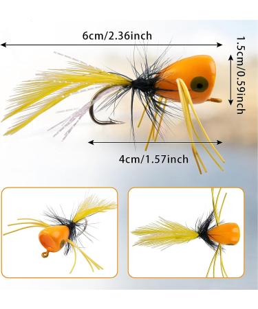 12pcs Colorful Fly Fishing Poppers for Bass, Trout, Salmon - Freshwater Topwater Lures with Hooks - White Assortment - Buy Online on SooperMarket.com