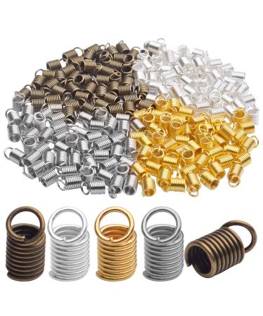 Cord Ends Caps  200pcs Coil Cord Ends Metal Alloy Leather Cord Ends Caps for DIY Handmade Ornaments Jewelry Making Crafting  9 5mm  Hole 3.5mm gold silver bright silver and antique bronze