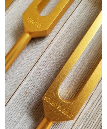 8 Gold Chakra Unweighted Tuning Fork Therapy Energy Healing with Mallet Velvet Pouch - Buy Online on SooperMarket.com