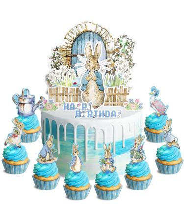 Party Supplies for Peter Rabbit Cake Topper Cupcake Toppers Theme Birthday Supplies Favors 31 counts Flowers Doors