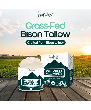 Beef Tallow Balm - Natural Grass Fed Whipped Tallow & Honey - Moisturizing All-Purpose Lotion for Eczema Dry Skin & Irritation - Made in USA - Buy Online on SooperMarket.com
