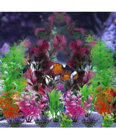 Quozuo 25 pcs Artificial Aquarium Plants - Colorful Plastic Decorations for All Tank Sizes - Buy Online on SooperMarket.com