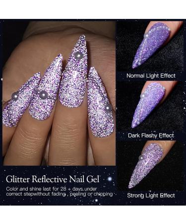 MEET ACROSS UV Nail Polish Glitter Gel Nail Gel Set Glitter Gel Nail 6 Colours Gel Polish Kit Gel Polish UV Colour Gel Set Manicure Gift Set Reflective Glitter-B - Buy Online on SooperMarket.com