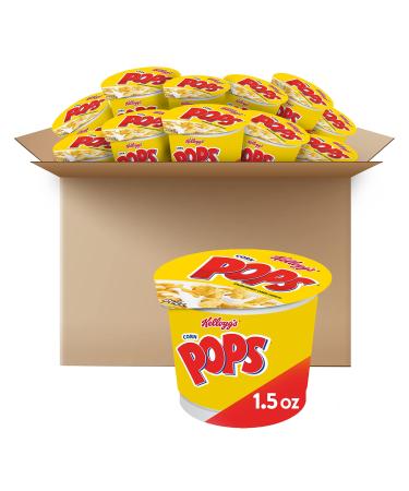 Kellogg's Corn Pops Breakfast Cereal Cups Kids Snacks Cereal Cups to Go Original 18oz Case (12 Cups)