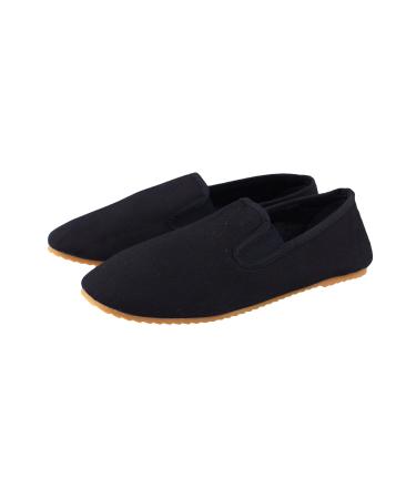 BAY Kung Fu Slipper Shoes Black Tai Chi Tsun Beijing with Rubber Sole Children Women Men Martial Arts Budo 43 EU Black