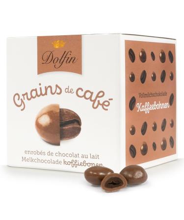 Dolfin whole milk coffee beans - delicious balls with a roasted coffee bean and creamy covering made of chocolate - Premium chocolate gifts - made in Belgium 115 g of coffee beans 115 g