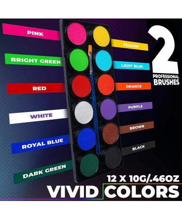 Blue Squid PRO Professional Face Paint Kit - 12x10g Classic Color Palette for Adults & Kids - Safe & Superior SFX Body Painting Supplies for Sensitive Skin - Halloween Ready - Buy Online on SooperMarket.com