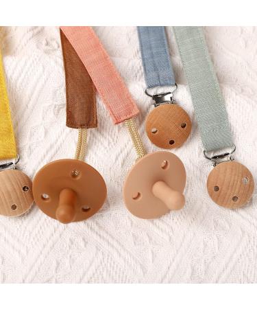 Socub 3 Pack Fabric Pacifier Clips for Baby Boys and Girls - BPA Free, Perfect Gift for Baby Shower or Birthday - Sage/Clay/Mustard - Buy Online on SooperMarket.com
