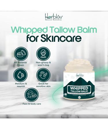 Beef Tallow Balm - Natural Grass Fed Whipped Tallow & Honey - Moisturizing All-Purpose Lotion for Eczema Dry Skin & Irritation - Made in USA - Buy Online on SooperMarket.com