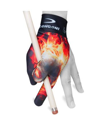 Longoni Billiard Pool CUE Glove Fancy Skull 2 for Left hand (Right-handed player)