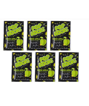 Pop Rocks Green Apple Popping Fizzing Crackling Candy 6pk (Green Apple 6 Pack) Green Apple 9.5 g (Pack of 6)