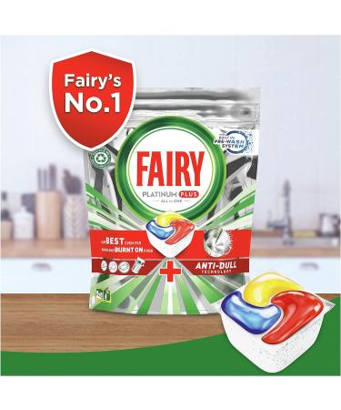 Fairy Platinum Plus Dishwasher Pads 84 Capsules Lemon Dishwasher Detergent Original Shine Anti-Matte Technology with Brilliant Action - Buy Online on SooperMarket.com