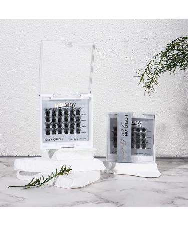 LASHVIEW Cluster Lashes - DIY 3D Eyelash Extensions, Reusable, Black, Super Thin Band, 24 Criss Cross Mix - Buy Online on SooperMarket.com