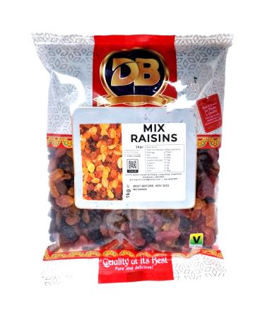 Mix Raisins 1kg Quality Large Mix Raisins and Currants Including Gold Raisins Black Raisins and Mix Currants. Ideal Mix for Baking or Snack.