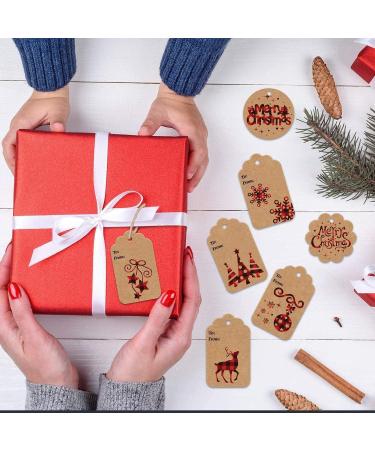 CCINEE Christmas Gift Tags Xmas Kraft Paper Gift Hang Tag Label with Jute Twine for Christmas Gift Wrapping Supply 120pcs Buffalo Plaid - Buy Online on SooperMarket.com