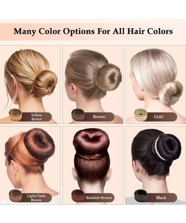 Magic Hair Bun Maker Donut 2 PCS - French Twist Styling Tool with Bobby Pins & Elastic Bands - Brown - Buy Online on SooperMarket.com