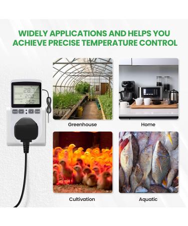 Bonlux Plug In Digital Thermostat Temperature Control Heating and Cooling Reptile Thermostat Timer Plug Socket UK Digital Temperature Thermostat for Greenhouse Refrigerator Homebrew Aquarium - Buy Online on SooperMarket.com