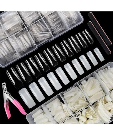 Deciniee Acrylic Nail Kit 1000Pcs Clear and Natural False Nails 10 Sizes Fake Nails Extension Artificial Press on Nails French Manicure Kit Nail Tips Coffin Stick on Nails with Box for Women Girls