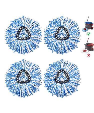 4 Pack Rinse Clean Spin Mop Replacement Head for 2 Tank System Triangle Mop Head, Blue EasyWring Mop Head Refills, 100% Microfiber, Deep Cleaning for Cleaning All Hard-surfaced Floors