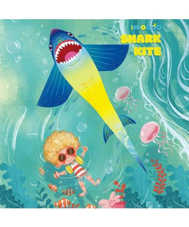 Nuoada Shark Kite for Kids and Adults - Easy-to-Fly Beginner Kite with Long Tail for Outdoor Beach Fun - Includes 270ft Kite Line and Bag - Buy Online on SooperMarket.com