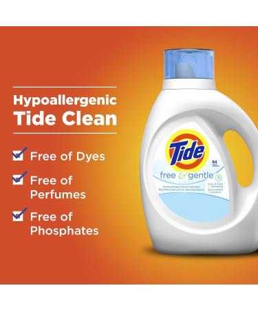 Tide Free & Gentle Liquid Laundry Detergent 138 fl oz Unscented 96 Loads Pack of 1 - Eco-Friendly International Shipping - Buy Online on SooperMarket.com