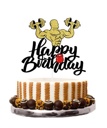 Fitness training men birthday cake decoration weightlifting men strong cake decoration