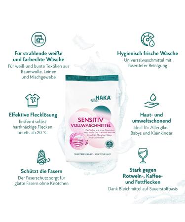 Haka Sensitive Full Detergent 3kg | Dye-Free & Fragrance-Free Washing Powder for Allergies | International Shipping Available - Buy Online on SooperMarket.com