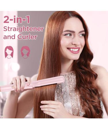 5-in-1 Wand Curling Iron Set - Ceramic Curling Wands & Hair Straightener - Fast Heat with Glove & Clip - Light Pink - International Shipping Available - Buy Online on SooperMarket.com