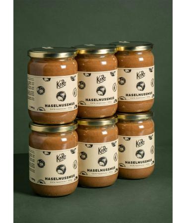 Koro - Haselnutmus 6 x 500 g - without additives or preservatives - made of 100% hazelnuts - perfect for smoothies bowls salad dressings and spreads - large glass at the 500 g (6 -pack)
