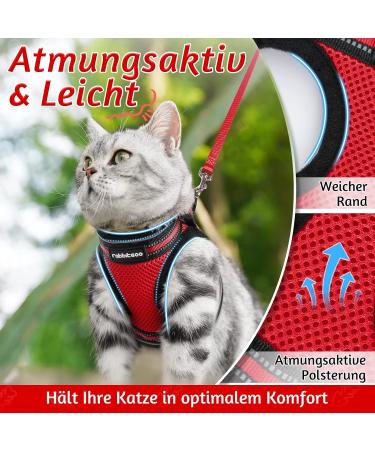 Rabbitgoo Adjustable Cat Harness & Leash Set - Reflective Soft Strap for Cats & Kittens - Red (1 Pack) - Ideal for International Shipping - Buy Online on SooperMarket.com