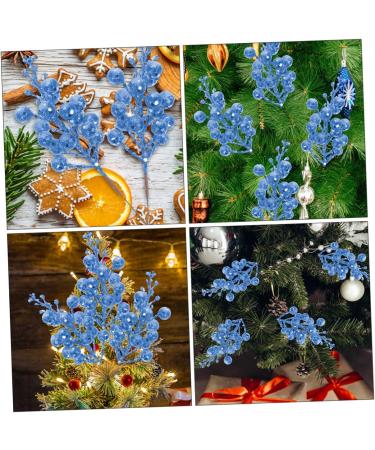 HOMSFOU 24 Pcs Christmas Imitation Berries Christmas Berries Picks Artificial Berry Twig Stem Gold Floral Picks Glitter Holly Berry Stem Xmas Red Fruit Home Decor Household Ribbon Foam Bluex2pcs 19X5X5CMx2pcs - Buy Online on SooperMarket.com
