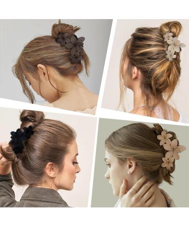 4pcs Flower Hair Clips for Women | Matte Hawaiian Hair Accessories - Strong Hold Claw Clips - Buy Online on SooperMarket.com