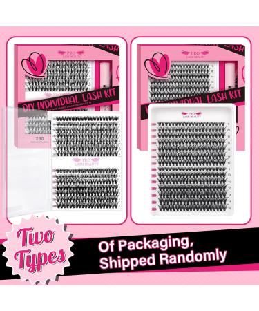 PRO DIY Lash Extension Kit - 280pcs D Curl Individual Lashes with Bond and Applicator - Easy to Apply at Home - 9-15 Mix 30D+40D-D Kit - Buy Online on SooperMarket.com