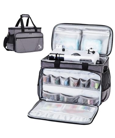 Golkcurx Sewing Machine Case with Removable Padding Pad Tote Bag for Sewing Machine with Shoulder Strap for Most Standard Singer Brother Janome Grey