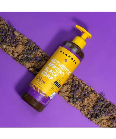 Alaffia Wild Lavender African Black Soap - 16 Fl Oz - All-in-One Body Wash, Face Wash, Shampoo & Shaving Soap with Fair Trade Shea Butter - Authentic Skin Care - Buy Online on SooperMarket.com