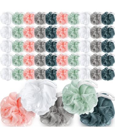 50 Pcs Loofahs Bulk Bath Shower Sponge 40g Soft Net Body Scrubber Sponge Ball Body Shower Pouf Bath Scrunchies Shower Loofah for Kid Men and Women (Vivid Colors)