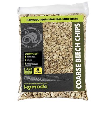 Komodo Coarse Beech Chips Substrate for Reptiles Natural Substrate Reptile Substrate Beech Chips Coarse 6 Litre may vary 6 l (Pack of 1)