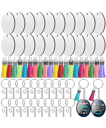 Sublimation Blanks Keychains Products  80 PCS Keychains Tag Bulk with 2 Inch Heat Transfer Double-Side Round Coasters Blanks  Key Chains  Tassels  Jump Rings for Ornament Making DIY Art Craft Supplies 80 PCS Round Blanks...