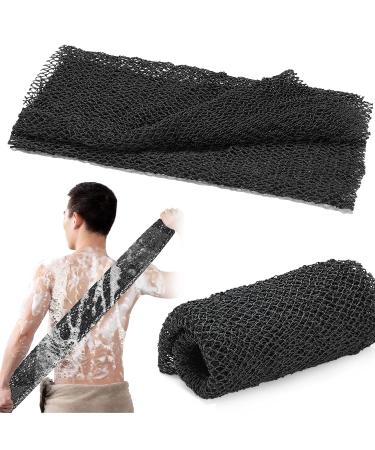 African Net Long Bath Net Sponge,JASSINS African Bathing Sponge,Body Exfoliating Long Net Shower Body Scrubber Back Scrubber Skin Smoother,Stretch Length to 66 INCH (Black)