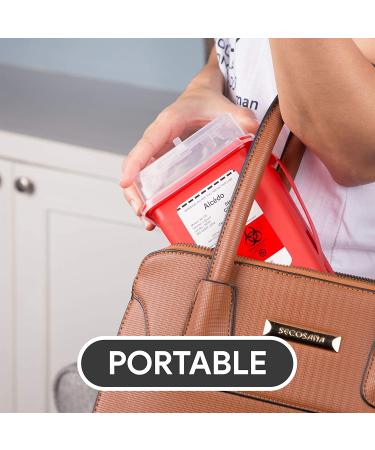 Sharps Container for Home Use and Professional 1 Quart (3-Pack) by Alcedo | Biohazard Needle and Syringe Disposal | Small Portable Container for Travel 1 Quart 3 - Buy Online on SooperMarket.com