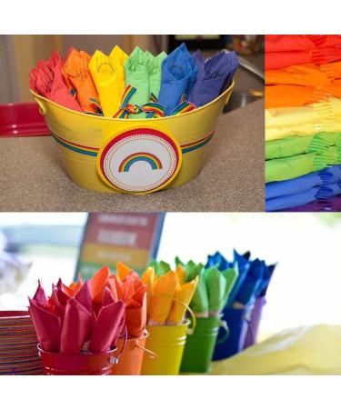 Whaline 120 Rainbow Cocktail Napkins - Gay Pride Day Party Favors - 2 Ply Beverage Paper Napkins - 6 Colors - Buy Online on SooperMarket.com