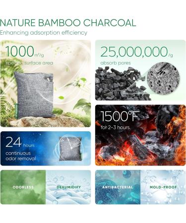 Activated Charcoal Odor Absorber - 6 Pack Nature Deodorizer for Shoes Bamboo Charcoal Air Purifying Bags Fresh Sneakers & Moisture Remover - Buy Online on SooperMarket.com