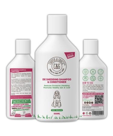 C&G Pets | De Shedding Shampoos & Conditioners For Dogs 500ml | Reduces Excessive Shedding Promotes Healthy Skin & Coat | 100% Natural Dog Shampoo And Conditioner | Show Standard Shine (500ML) 500 ml (Pack of 1)